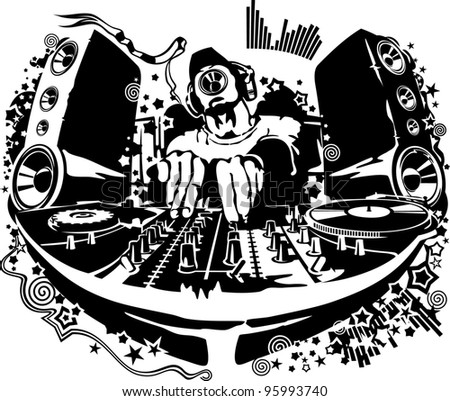 Dj Behind Decks Stock Vector 95446168 - Shutterstock