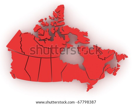 Threedimensional Map Canada On White Background Stock Illustration 