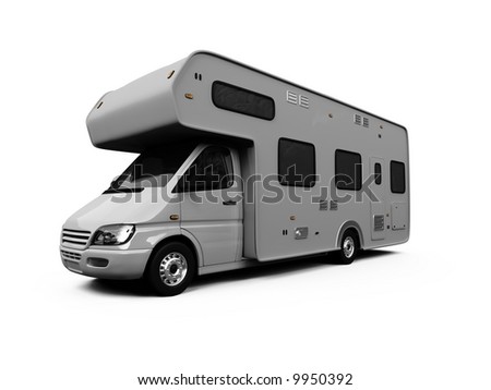 isolated camper on white background - stock photo