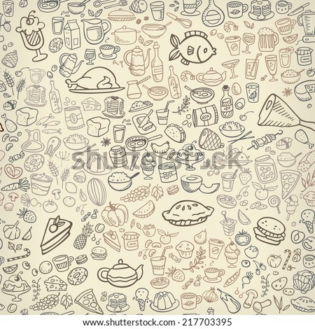 Doodle Food Icons Stock Vector 155585312 - Shutterstock
