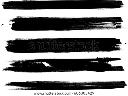 Grunge Paint stripe . Vector brush Stroke . Distressed banner . Black isolated paintbrush collection . Modern Textured shape . Dry border in Black . Grunge Paint stripe . Vector brush Stroke . Distressed banner . Black isolated paintbrush collection . Modern Textured shape . Dry border in Black .
