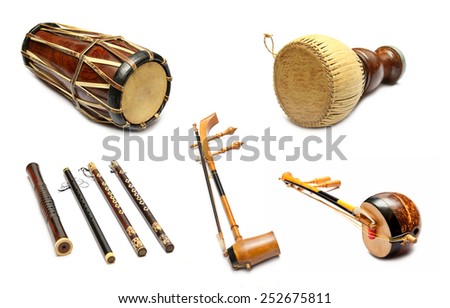 Set of Traditional Thai musical instruments  stock photo