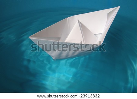 Origami Paper Boat Sailing On Water Stock Photo Shutterstock