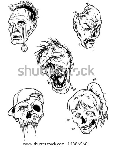 Zombie Head - stock vector