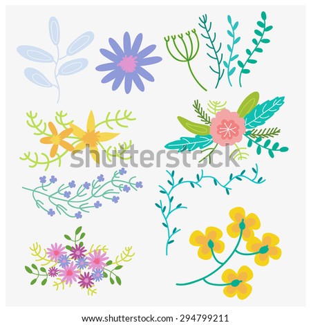 Hand Drawn Flowers Floral Elements Floral Stock Vector 211214386