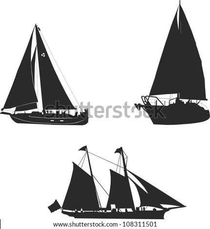 Free Vector Sailboat Silhouettes | 123Freevectors