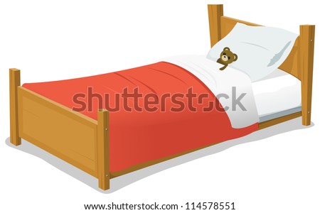 Cartoon Bed With Teddy Bear/ Illustration of a cartoon wooden children ...