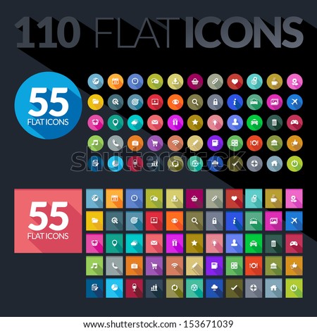 set of flat icons for mobile...