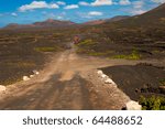 dusty road in the lanzarote...