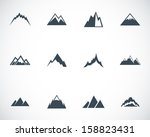 vector black mountains icons set