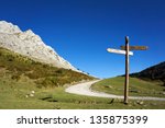 signpost in the mountain with...