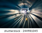 subway tunnel with blurred...