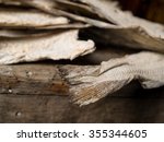 exhibit of dried fish tails in...