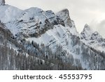 snow covered mountains in the...