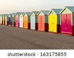 beach huts in autumnal sunshine