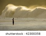 big wave breaking on the shore. ...