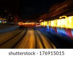 railway lights at night