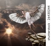 Small photo of A young man with wings, an ancient Greek myth of Icare