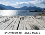 wooden table with chuzenji lake ...