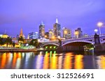 view of melbourne skyline at...