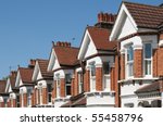 row of typical english terraced ...