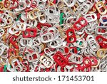 Small photo of beer ring pull caps background