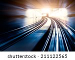 city metro rail motion blur