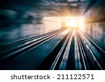 city metro rail motion blur