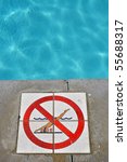 no diving sign with pool water  ...