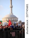 Small photo of ISTANBUL,TURKEY-DEC 14:Turkish police raid Zaman building, attempt to detain editor. A crowd of protesters forced police to turn back before they could make arrests on Dec 14, 2014 in Istanbul,Turkey.