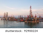 gas and oil rig platform at...