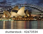 sydney opera house with harbour ...
