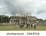 tourists visiting the mayan row ...