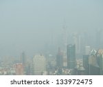 big city in the fog  shanghai.