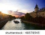a boat tour at sunset on the...