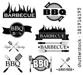 set of bbq icons isolated on...