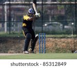 Small photo of PUCHONG, MALAYSIA - SEPT 24: Rakesh Madhavan, Malaysia sees action against Guernsey at the Pepsi ICC World Cricket League Div 6 finals at the Kinrara Oval on September 24, 2011 in Puchong, Malaysia.