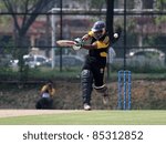 Small photo of PUCHONG, MALAYSIA - SEPT 24: Rakesh Madhavan, Malaysia sees action against Guernsey at the Pepsi ICC World Cricket League Div 6 finals at the Kinrara Oval on September 24, 2011 in Puchong, Malaysia.