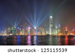 hong kong skyline at night with ...