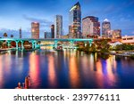 Small photo of Tampa, Florida, USA downtown city skyline over the Hillsborough River.