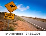 kangaroo warning sign on a road ...