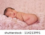  - stock-photo--newborn-baby-girl-sleeping-in-a-blanket-of-roses-114213991