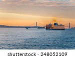 staten island ferry at dawn in...