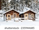 camping cabins in winter ...
