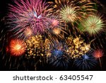 colorful fireworks of various...