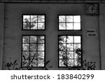 window at a rail with a clock