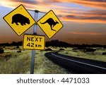 a road sign in the outback of...