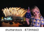 young girl waves australian...