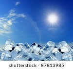  ice cubes in blue sky