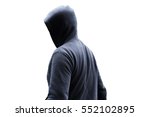 Small photo of person in hoodies isolated on white background